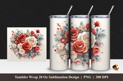 Beauty Floral Bouquet Tumbler Wrap Sublimation Design 1 Product Image 1