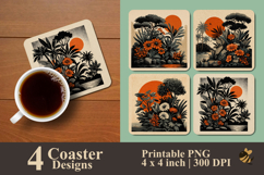 Tropical Sunset Garden Coaster Sublimation Design Product Image 1