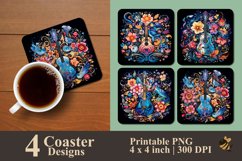 Guitar Flowers Coaster Sublimation Designs Product Image 1