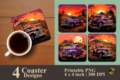 Vintage Classic Truck Coaster Sublimation Design Product Image 1