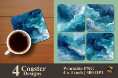 Ocean Mist Watercolor Coaster Sublimation Design Product Image 1