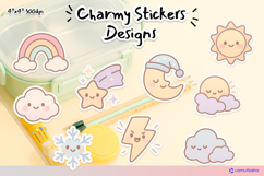 Charmy Weather Stickers | Cute Sun, Cloud, Rainbow Printable Product Image 1