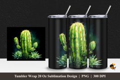 Beauty Cactus Tumbler Wrap Sublimation Design 1 Product Image 1
