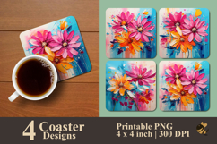 Art of Bloom Coaster Sublimation Design Product Image 1