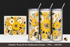 Handdrawn Floral Tumbler Wrap Sublimation Design 1 Product Image 1