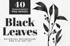 Black Watercolor Leaves Clipart Set Product Image 1