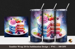 Watercolor Cake Tumbler Wrap Sublimation Design 1 Product Image 1