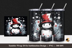 Starry Red Snowman Tumbler Wrap Sublimation Design 1 Product Image 1