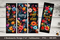Joy of Flowers Bookmarks Sublimation Design Product Image 1
