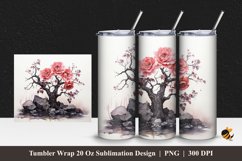 Hill Rose Tree Tumbler Wrap Sublimation Design 1 Product Image 1