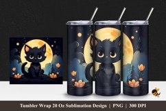 Cute Cat Tumbler Wrap Sublimation Design 1 Product Image 1