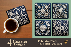 Moroccan Art Coaster Sublimation Design Product Image 1