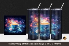Cup And Galaxy Tumbler Wrap Sublimation Design 1 Product Image 1