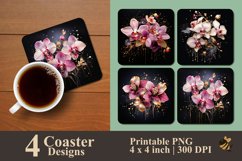 Orchid With Effect Coaster Sublimation Designs Product Image 1
