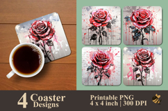 Melted Rose Illustration Coaster Sublimation Design Product Image 1