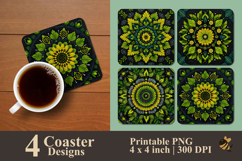 Greeny Mandala Tribal Coaster Sublimation Design Product Image 1
