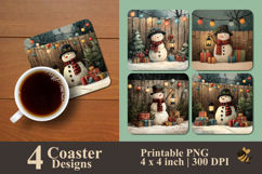 Snowman’s Gift Coaster Sublimation Design Product Image 1