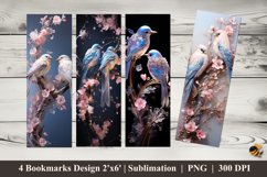Two Pairs of Bird Bookmarks Sublimation Design Product Image 1
