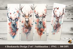 Deer Flowers Bookmarks Sublimation Design Product Image 1