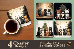 New Year&#039;s cat Coaster Sublimation Designs Product Image 1
