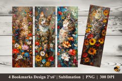 Cat Flowers Bookmarks Sublimation Design Product Image 1