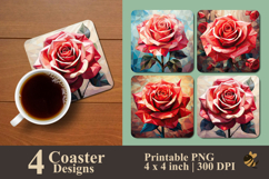 Rose Geometry Bloom Coaster Sublimation Design Product Image 1