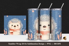 Cute Hedgehog Tumbler Wrap Sublimation Design 1 Product Image 1