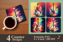 Colorful Electric Guitar Coaster Sublimation Designs Product Image 1