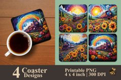 Colorful Train And Garden Coaster Sublimation Designs Product Image 1