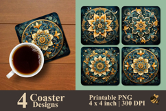 Medina Mandala Coaster Sublimation Design Product Image 1
