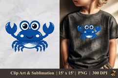 Cute Blue Crab DTF Sublimation Clipart Design 1 Product Image 1