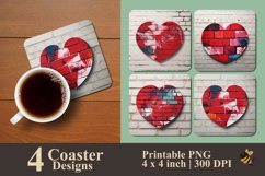 Textured Cute Love Coaster Sublimation Designs Product Image 1