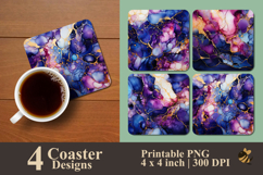 Elegant Alcohol Ink Artwork Coaster Sublimation Design Product Image 1