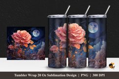 Moon And Rose Tumbler Wrap Sublimation Design 1 Product Image 1