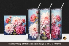 Dahlia Flower Tumbler Wrap Sublimation Design 1 Product Image 1