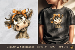Cute Highland Cow DTF Sublimation Clipart Design 1 Product Image 1
