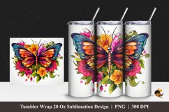Flowering Butterfly Tumbler Wrap Sublimation Design 1 Product Image 1