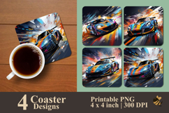 Racing Car Coaster Sublimation Design Product Image 1