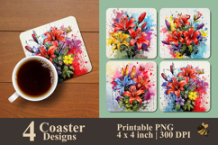 Indian Paintbrush Flower Coaster Sublimation Design Product Image 1