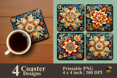 Ottoman Bloom Fiesta Coaster Sublimation Design Product Image 1