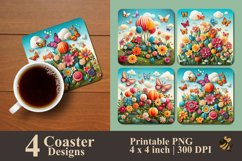 Butterfly Spring Flower Coaster Sublimation Designs Product Image 1