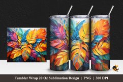 Leaf Colorful Tumbler Wrap Sublimation Design 1 Product Image 1