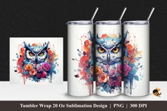 Owl Flowers Tumbler Wrap Sublimation Design 1 Product Image 1