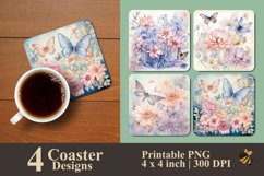 Butterfly Flower Coaster Sublimation Designs Product Image 1