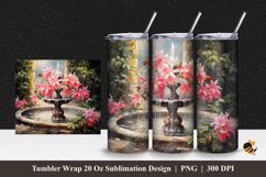 Water Fountain Flower Tumbler Wrap Sublimation Design 1 Product Image 1