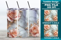 3D Rose Tumbler 20oz skinny wrap design, Tumbler design Product Image 1