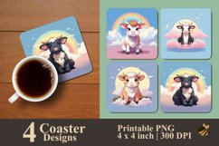 Fantasy Cow Coaster Sublimation Designs Product Image 1