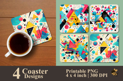 Retro Memphis Geometry Coaster Sublimation Design Product Image 1