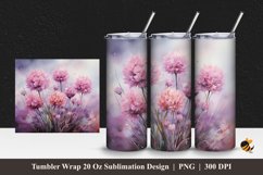 Pink Flower Tumbler Wrap Sublimation Design 1 Product Image 1
