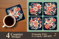 Floral Nautical Mandala Coaster Sublimation Design Product Image 1